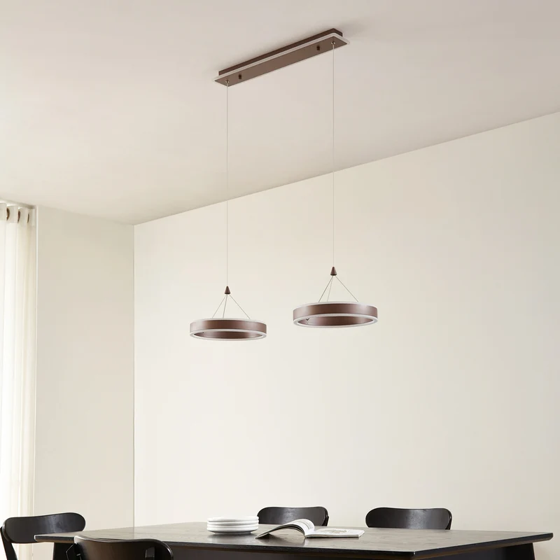 B-Ware Lucande LED-Hängeleuchte Kolo 2-flg dimmbar braun Eisen 21,6 W warmweiß