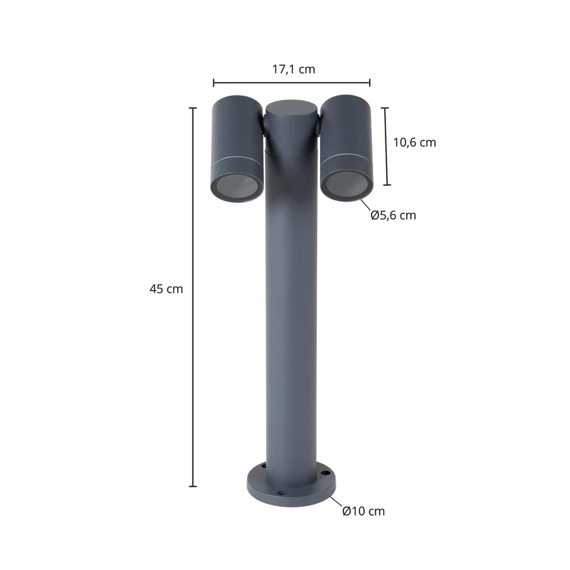B-Ware Prios Sockelleuchte Wegeleuchte Tulimar Aluminium Anthrazit 45 cm zweiflammig