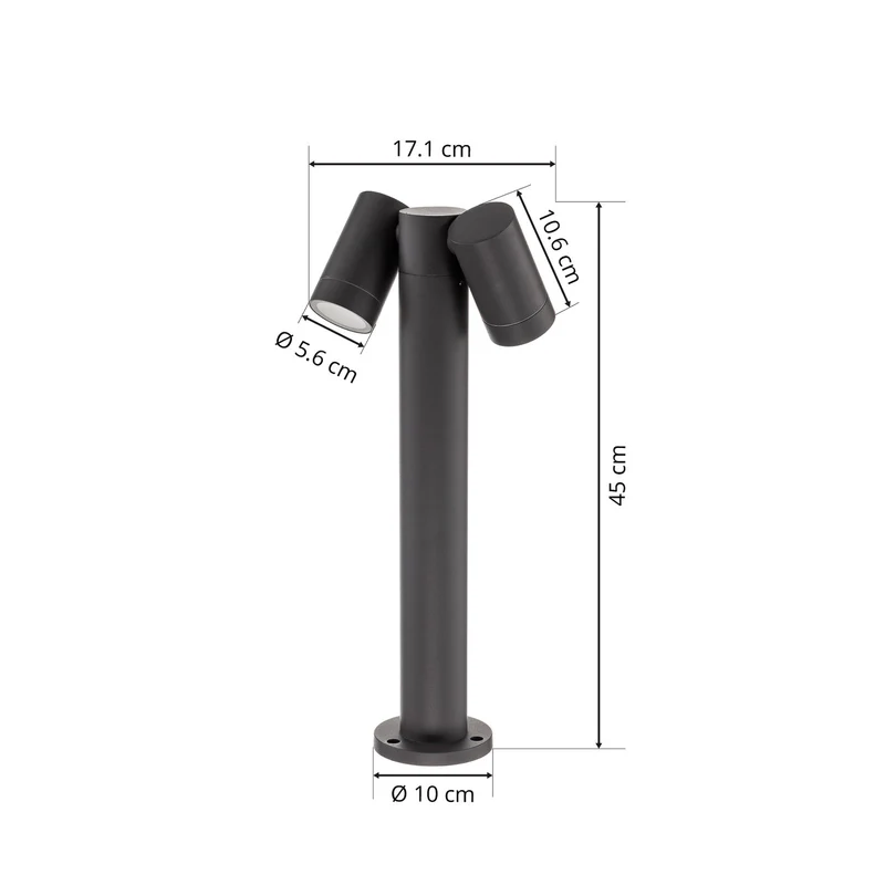 B-Ware Prios Sockelleuchte Wegeleuchte Tulimar Aluminium Anthrazit 45 cm zweiflammig
