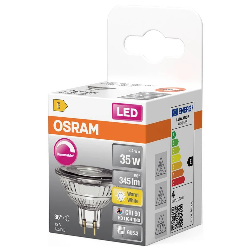 5x B-Ware OSRAM LED Reflektorlampe Spot Lampe GU5.3 Warmweiß Transparent 3,4W 12V 5 STÜCK