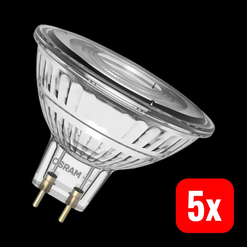 5x B-Ware OSRAM LED Reflektorlampe Spot Lampe GU5.3 Warmweiß Transparent 3,4W 12V 5 STÜCK