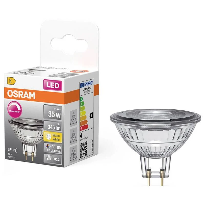 5x B-Ware OSRAM LED Reflektorlampe Spot Lampe GU5.3 Warmweiß Transparent 3,4W 12V 5 STÜCK