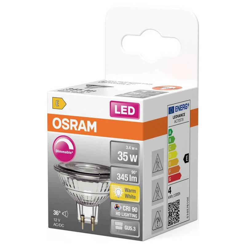 5x B-Ware OSRAM LED Reflektorlampe Spot Lampe GU5.3 Warmweiß Transparent 3,4W 12V 5 STÜCK