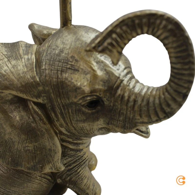 B-Ware KARE Tischleuchte Lampe Happy Elefant Schirm Leuchte Schwarz Gold Kunstharz