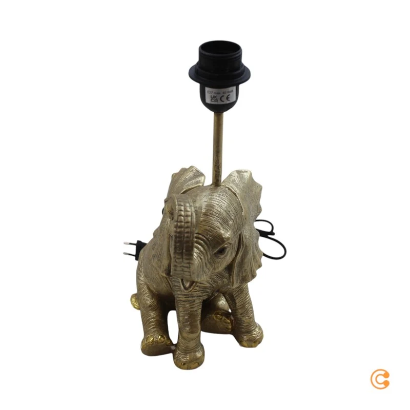 B-Ware KARE Tischleuchte Lampe Happy Elefant Schirm Leuchte Schwarz Gold Kunstharz
