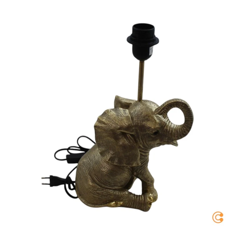 B-Ware KARE Tischleuchte Lampe Happy Elefant Schirm Leuchte Schwarz Gold Kunstharz
