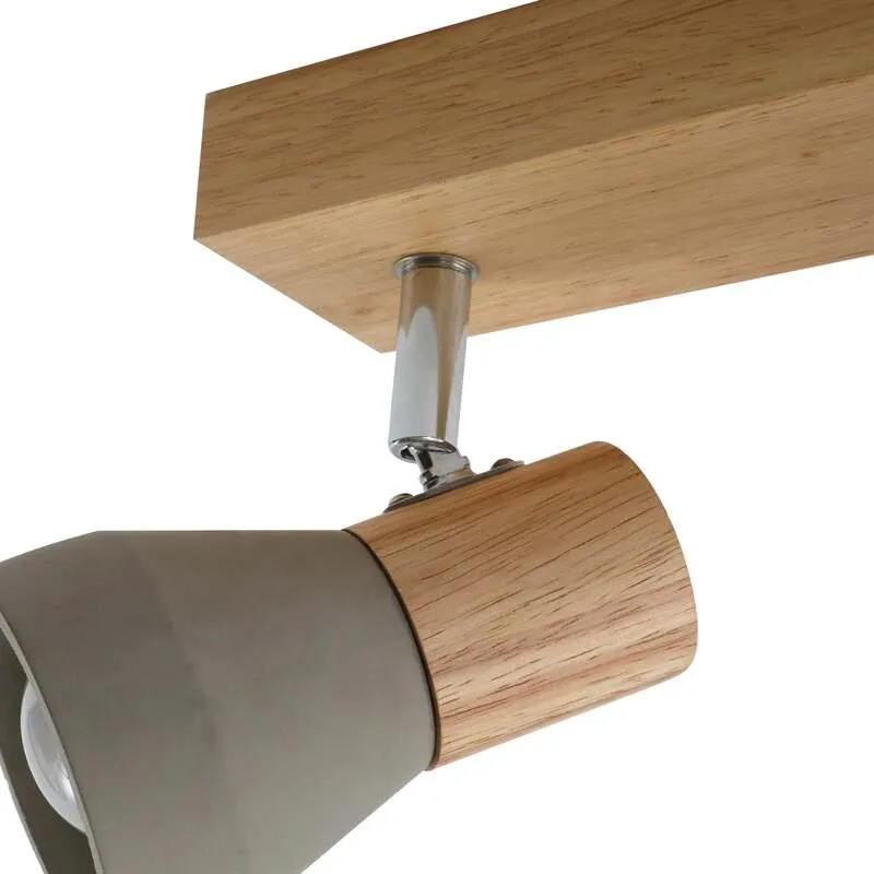 B-Ware Lindby Deckenlampe Filiz LED Strahler 3-flg dimmbar Beton Holz hellgrau 47cm