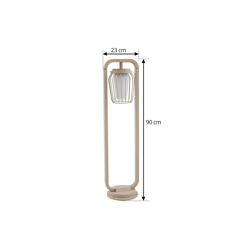 B-Ware Lucande Wegeleuchte Außenleuchte Chandan beige Metall IP54 90 cm Gartenleuchte