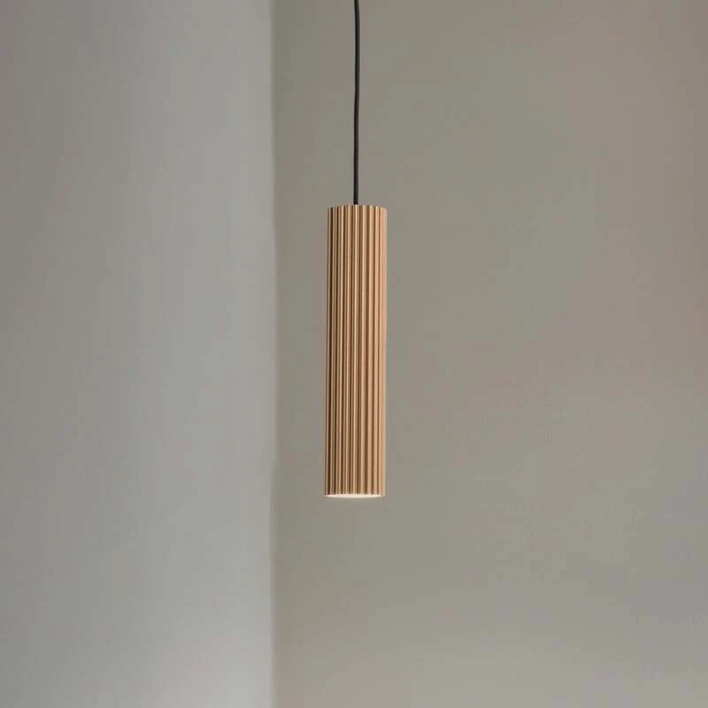 B-Ware Pendellampe Karbon Hängelampe Gold Aluminium Dimmbar Ø 6 cm GU10 LED Leuchte