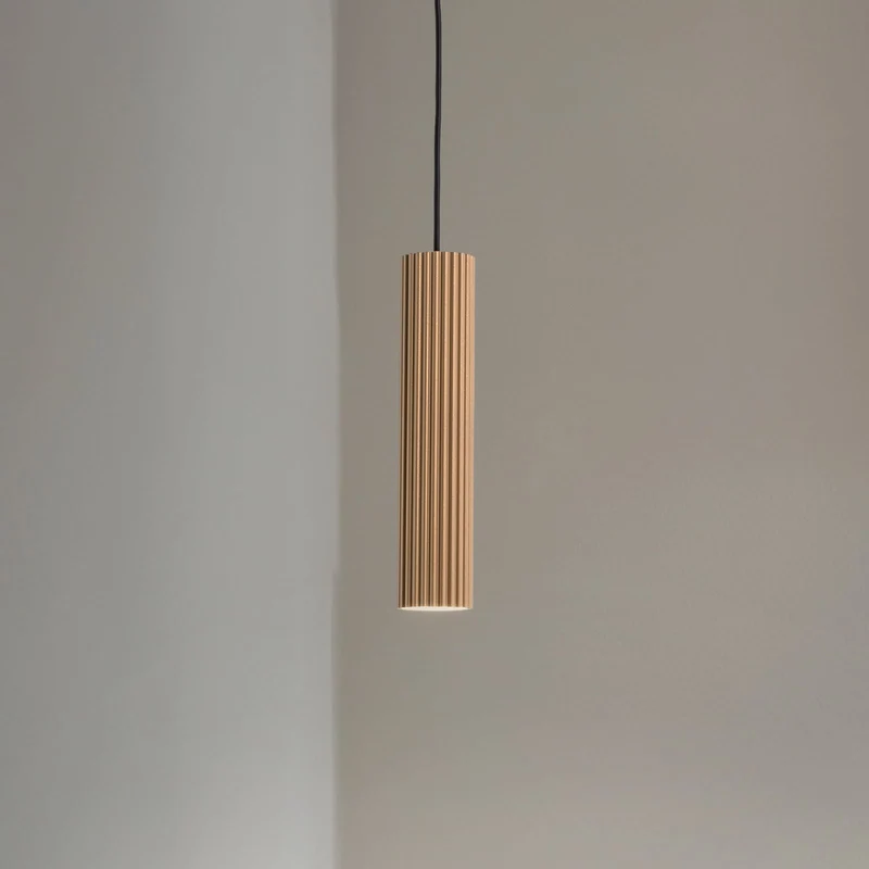 B-Ware Pendellampe Karbon Hängelampe Gold Aluminium Dimmbar Ø 6 cm GU10 LED Leuchte