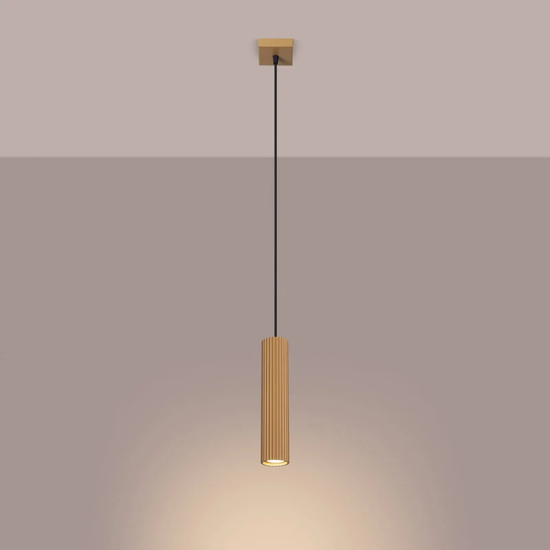 B-Ware Pendellampe Karbon Hängelampe Gold Aluminium Dimmbar Ø 6 cm GU10 LED Leuchte