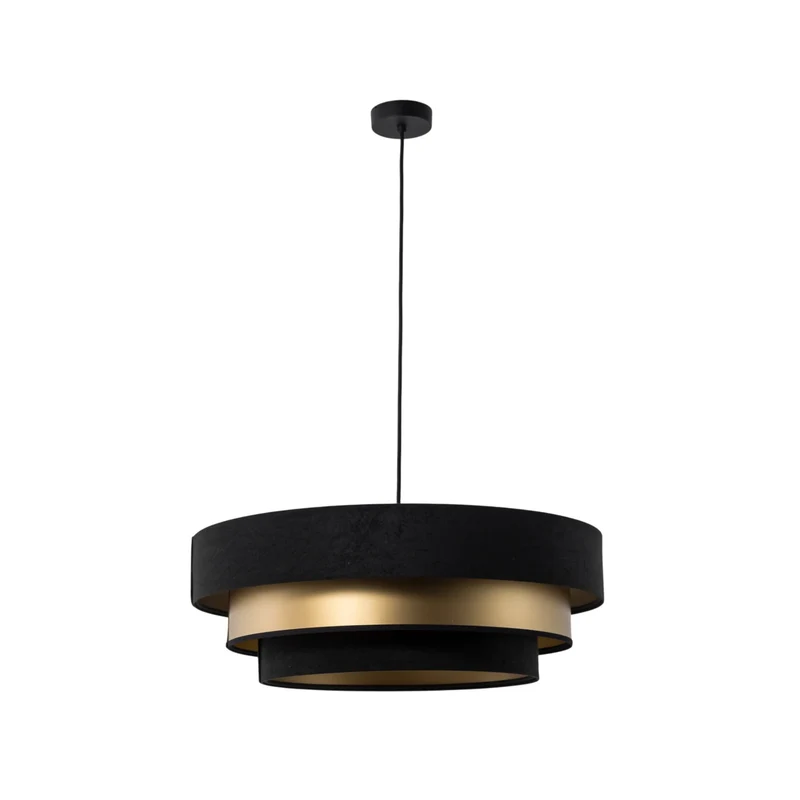 B-Ware Maco Design Hängeleuchte Pendelleuchte Triniti schwarz gold Textil Ø60cm E27 LED