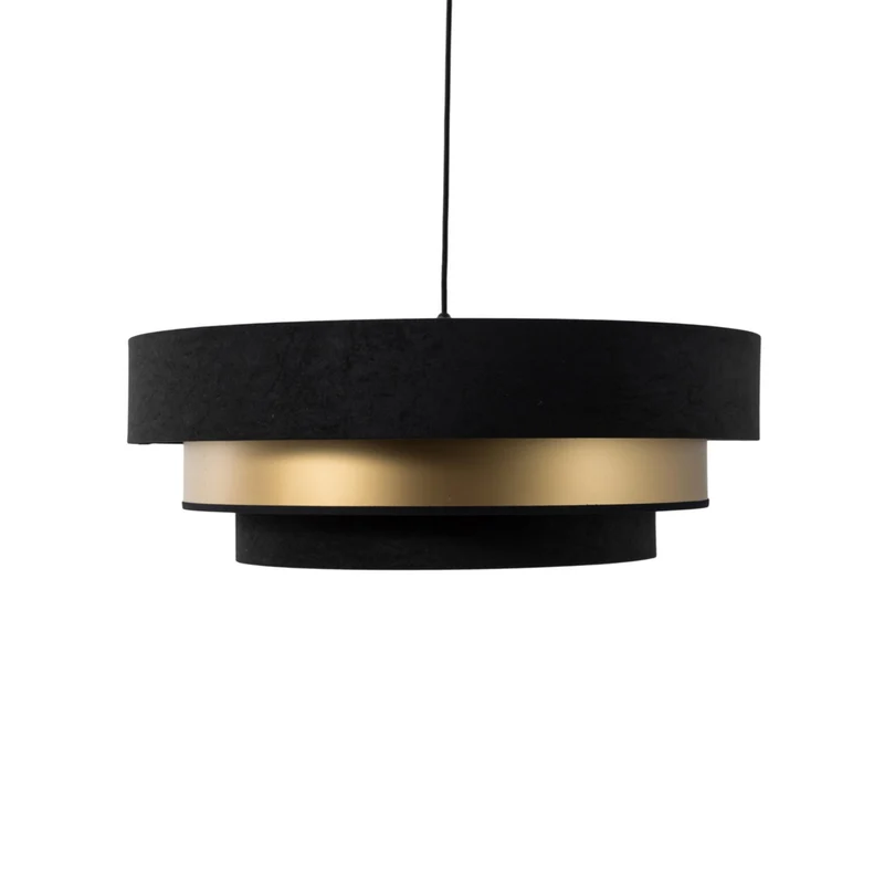 B-Ware Maco Design Hängeleuchte Pendelleuchte Triniti schwarz gold Textil Ø60cm E27 LED