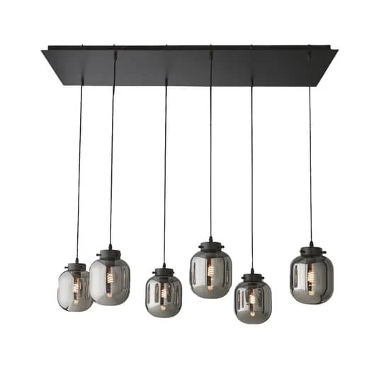 B-Ware FISCHER & HONSEL Hängeleuchte Regi Hängeleuchte Lampe Glas rauchgrau 6-fl. 41