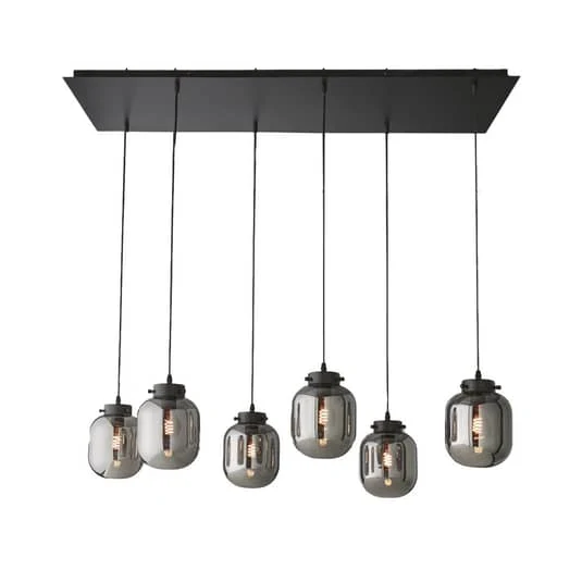 B-Ware FISCHER & HONSEL Hängeleuchte Regi Hängeleuchte Lampe Glas rauchgrau 6-fl. 41
