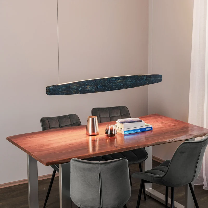 B-Ware Quitani Pendelleuchte Hängeleuchte LED Aluminium oxidiert schwarz Lysia 118 cm