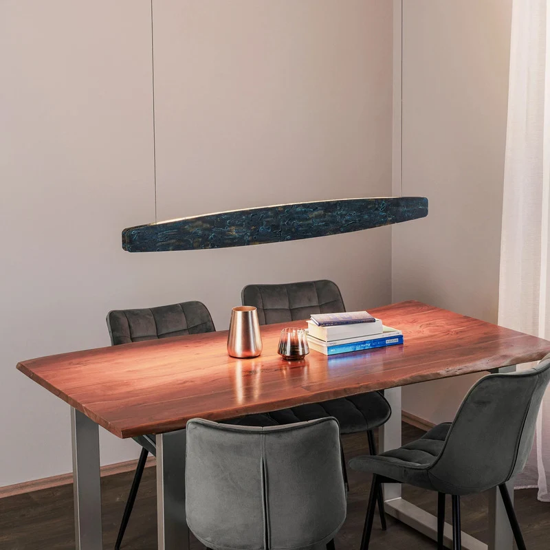 B-Ware Quitani Pendelleuchte Hängeleuchte LED Aluminium oxidiert schwarz Lysia 118 cm