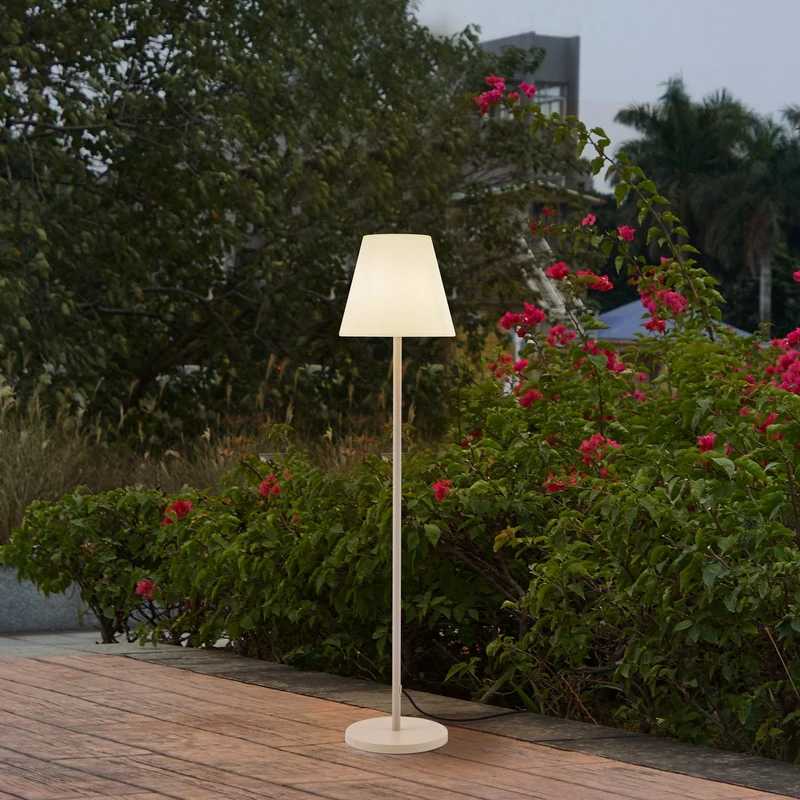 B-Ware Lucande Terrassenleuchte Außenlampe Jaimy beige Metall 150 cm E27 Fassung