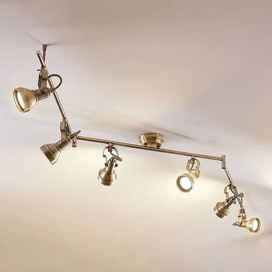 B-Ware Lindby Deckenlampe Deckenleuchte Perseas Altmessing 6 Flammig Strahler GU10