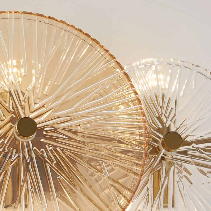 B-Ware Searchlight Deckenleuchte Wagon Wheel Bernstein Messing Glas 6-flammig G9 LED