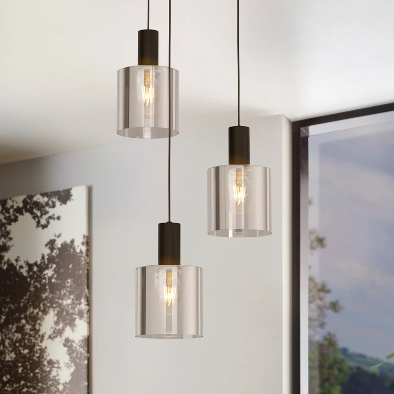 B-Ware Eglo Pendelleuchte Hängelampe Glas schwarz Lampenschirm Leuchte E27 Gorosiba