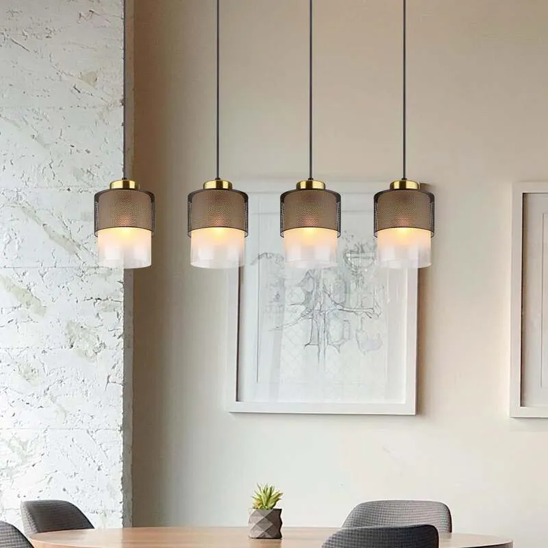 B-Ware Globo Hängeleuchte Pendelleuchte Olga 4-flg LED dimmbar schwarz 91cm Metall Glas