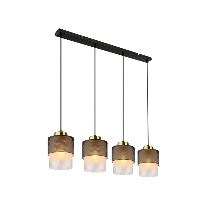 B-Ware Globo Hängeleuchte Pendelleuchte Olga 4-flg LED dimmbar schwarz 91cm Metall Glas