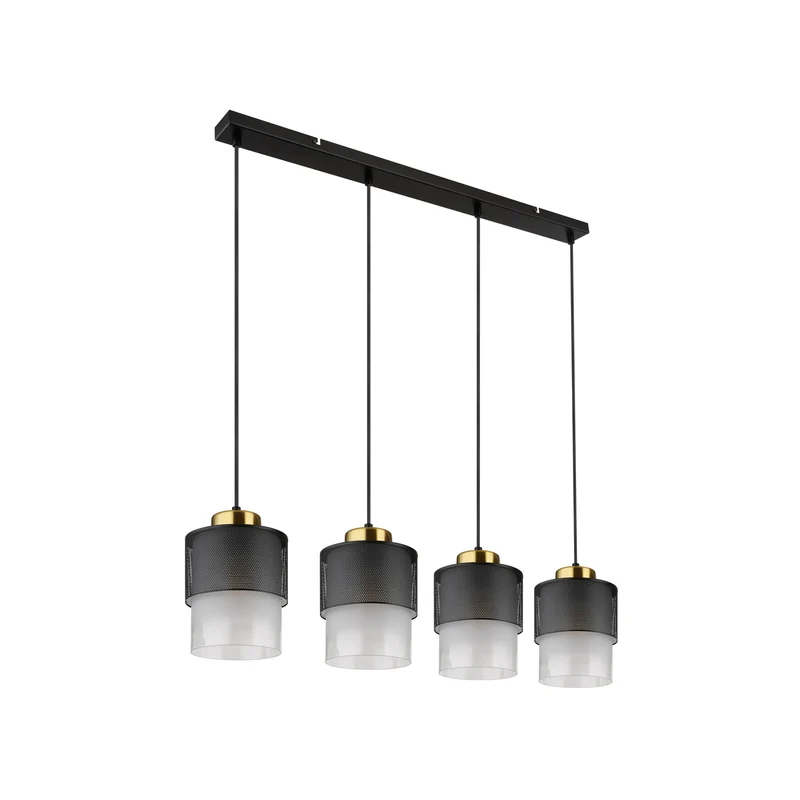 B-Ware Globo Hängeleuchte Pendelleuchte Olga 4-flg LED dimmbar schwarz 91cm Metall Glas