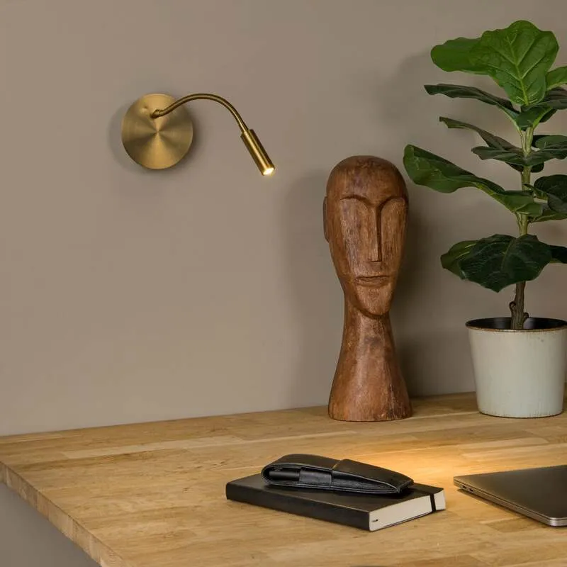 B-Ware LED-Akkuwandspot Jolijn gold matt 11 cm mit Flexarm und Magnet Lucide