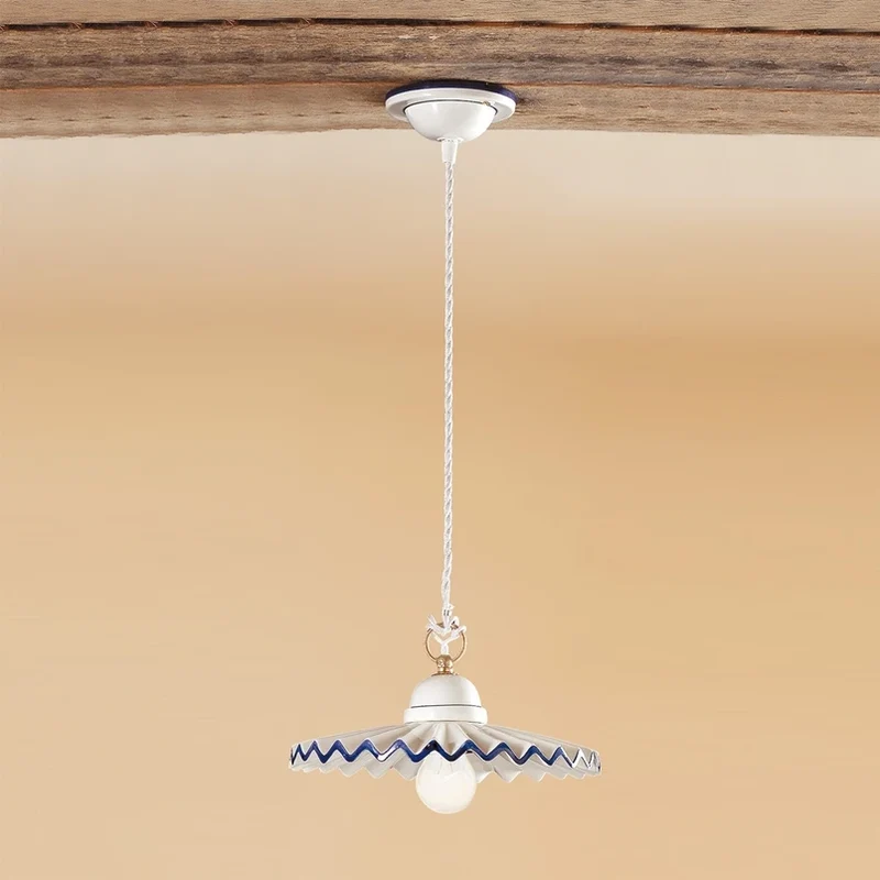 B-Ware Ceramiche Pendelleuchte PIEGHE Landhauslook 28 cm Lampe E27 Pendellampe Licht