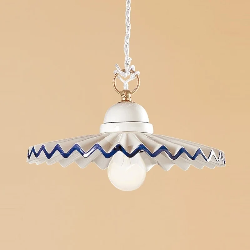 B-Ware Ceramiche Pendelleuchte PIEGHE Landhauslook 28 cm Lampe E27 Pendellampe Licht