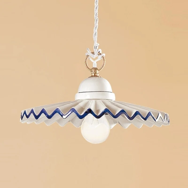 B-Ware Ceramiche Pendelleuchte PIEGHE Landhauslook 28 cm Lampe E27 Pendellampe Licht