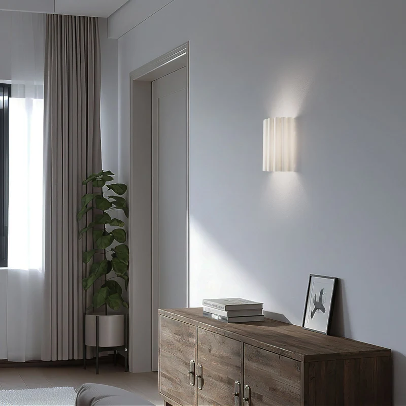 B-Ware Duolla Wandleuchte Wandlampe Aria Microfaser creme E27 LED Lampenschirm