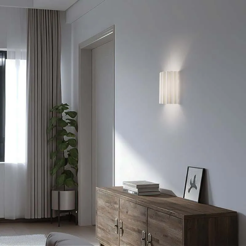 B-Ware Duolla Wandleuchte Wandlampe Aria Microfaser creme E27 LED Lampenschirm