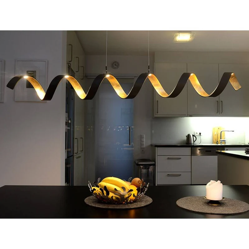 LED Pendelleuchte Helix Goldfarben, Schwarz
