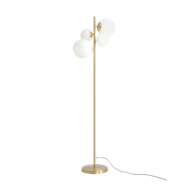 B-Ware Stehleuchte Stehlampe Joel Messing Weiß Glas Metall 4-flammig Schalter E27 LED