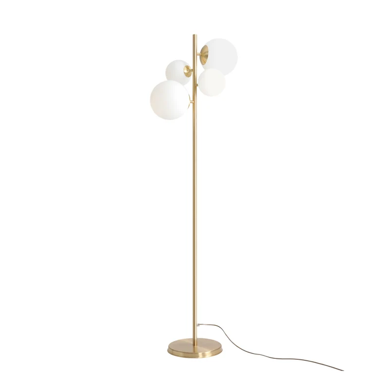 B-Ware Stehleuchte Stehlampe Joel Messing Weiß Glas Metall 4-flammig Schalter E27 LED