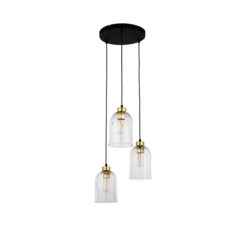 B-Ware Glas-Hängeleuchte Satipo dreiflammig transparent Hängelampe Lampe Leuchte E27