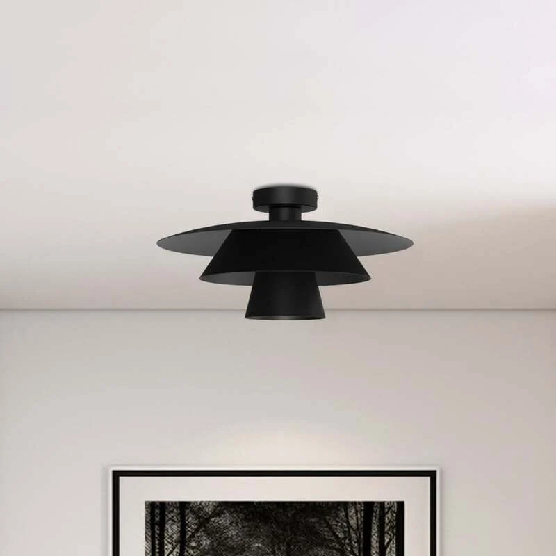 B-Ware Deckenleuchte Plato Lampe schwarz Stahl Ø 38 cm E27 LED Deckelampe Leuchte innen
