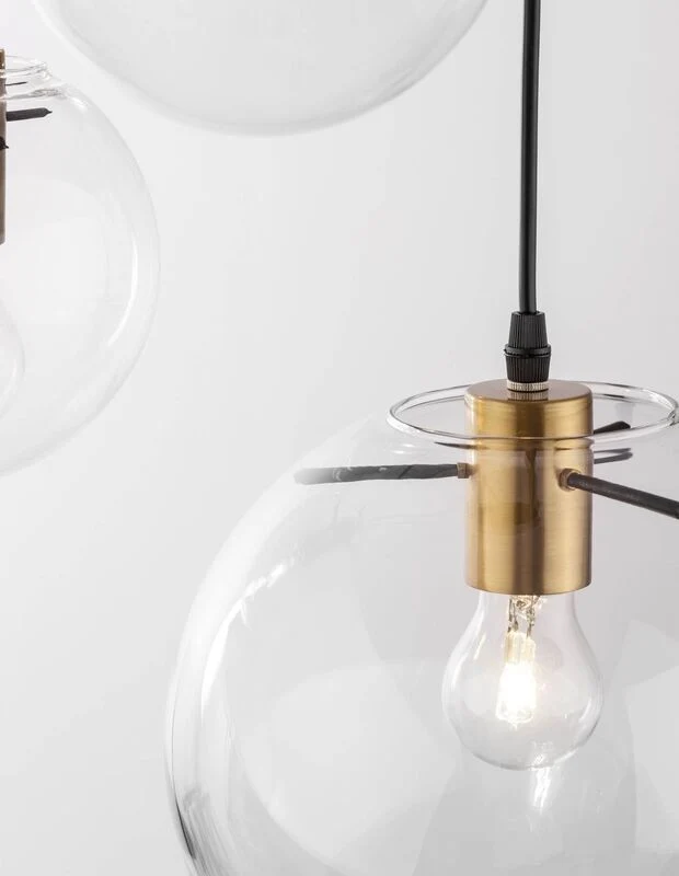 B-Ware Nova Luce Pendelleuchte Hängeleuchte MIRALE E27 LED Schwarz Glas Metall 3-flg