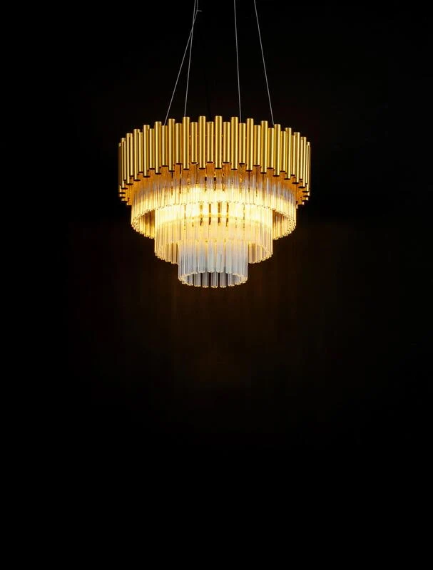 B-Ware Nova Luce Pendelleuchte Hängeleuchte MAGNOLIA Gold Kronleuchter dimmbar E14 LED
