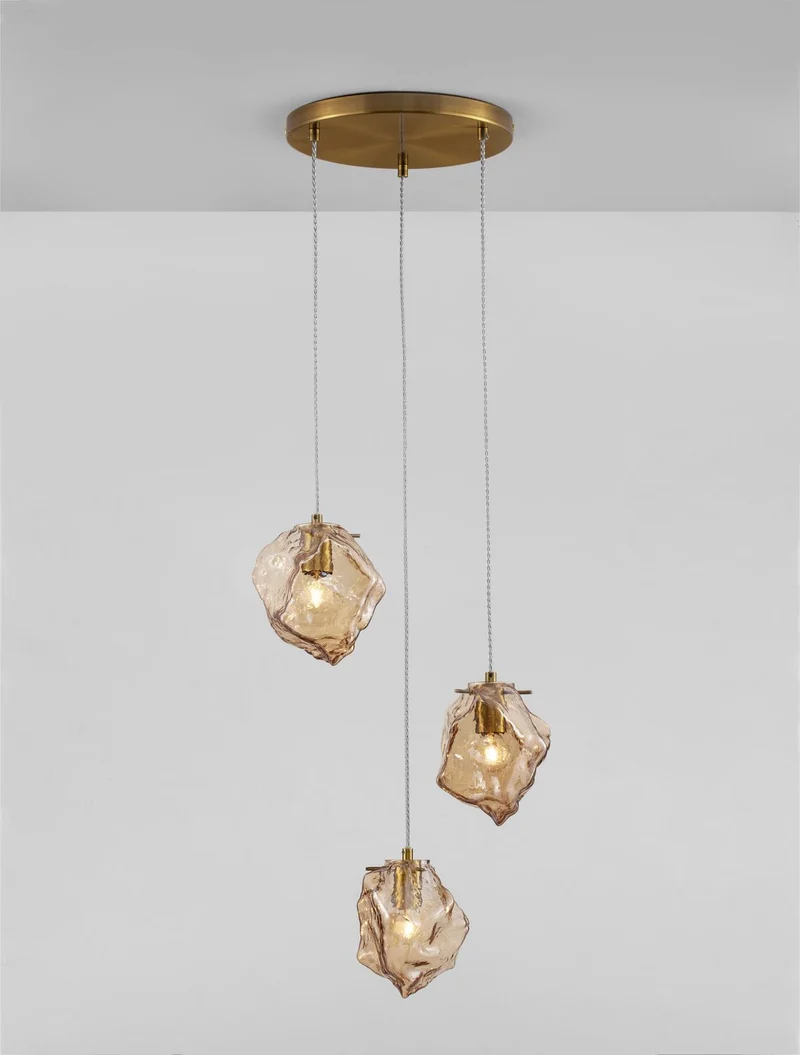 B-Ware Nova Luce Pendelleuchte Hängeleuchte ODELLE E14 LED Gold dimmbar 3-flammig Glas