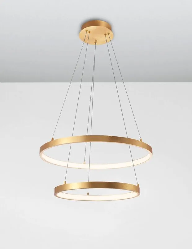 B-Ware Nova Luce Pendelleuchte Hängeleuchte Leon LED Blattgold Warmweiß Ø 60 cm 67 W