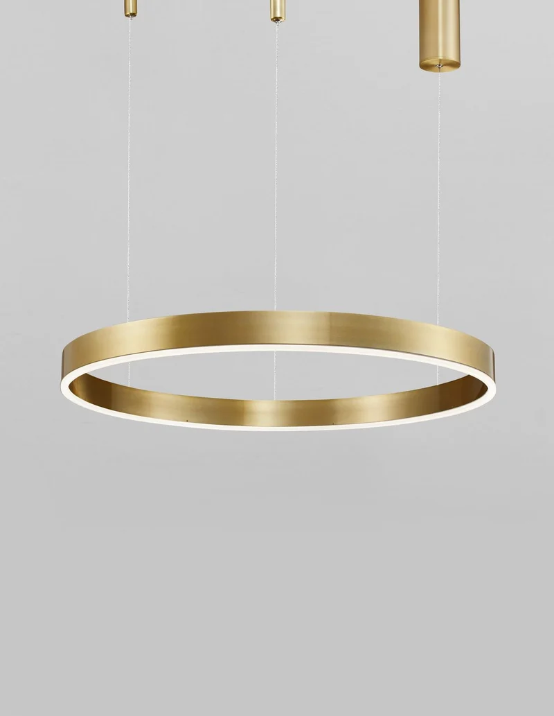 B-Ware Nova Luce Pendelleuchte Hängeleuchte MOTIF LED Warmweiß Messing dimmbar 200x80cm