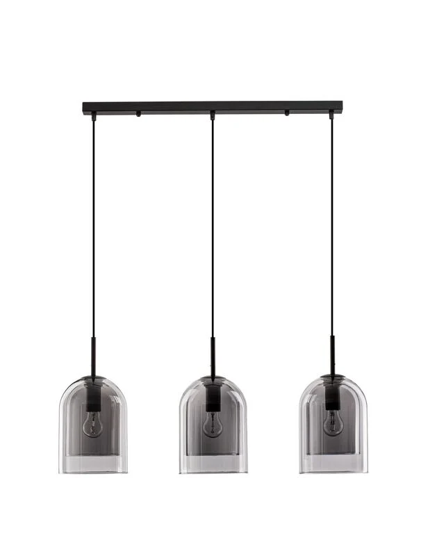 B-Ware Nova Luce Pendelleuchte Hängeleuchte VELOR E27 LED 3-fach Schwarz Rauchgrau dimm