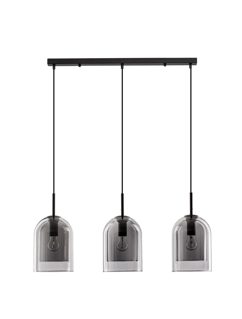 B-Ware Nova Luce Pendelleuchte Hängeleuchte VELOR E27 LED 3-fach Schwarz Rauchgrau dimm