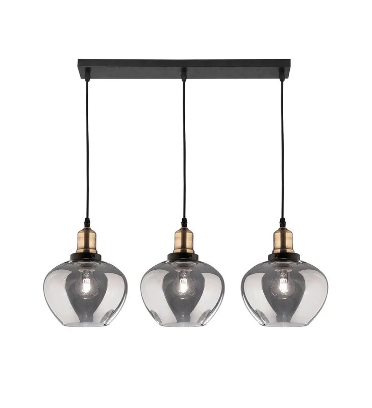 B-Ware Nova Luce Pendelleuchte Hängeleuchte Cedro Schwarz dimmbar E27 LED 3-flammig