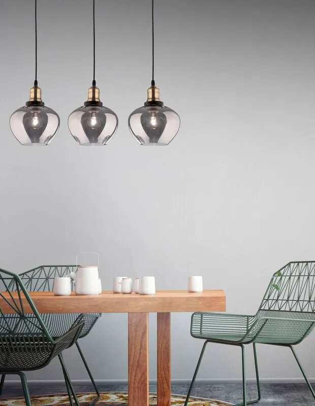 B-Ware Nova Luce Pendelleuchte Hängeleuchte Cedro Schwarz dimmbar E27 LED 3-flammig