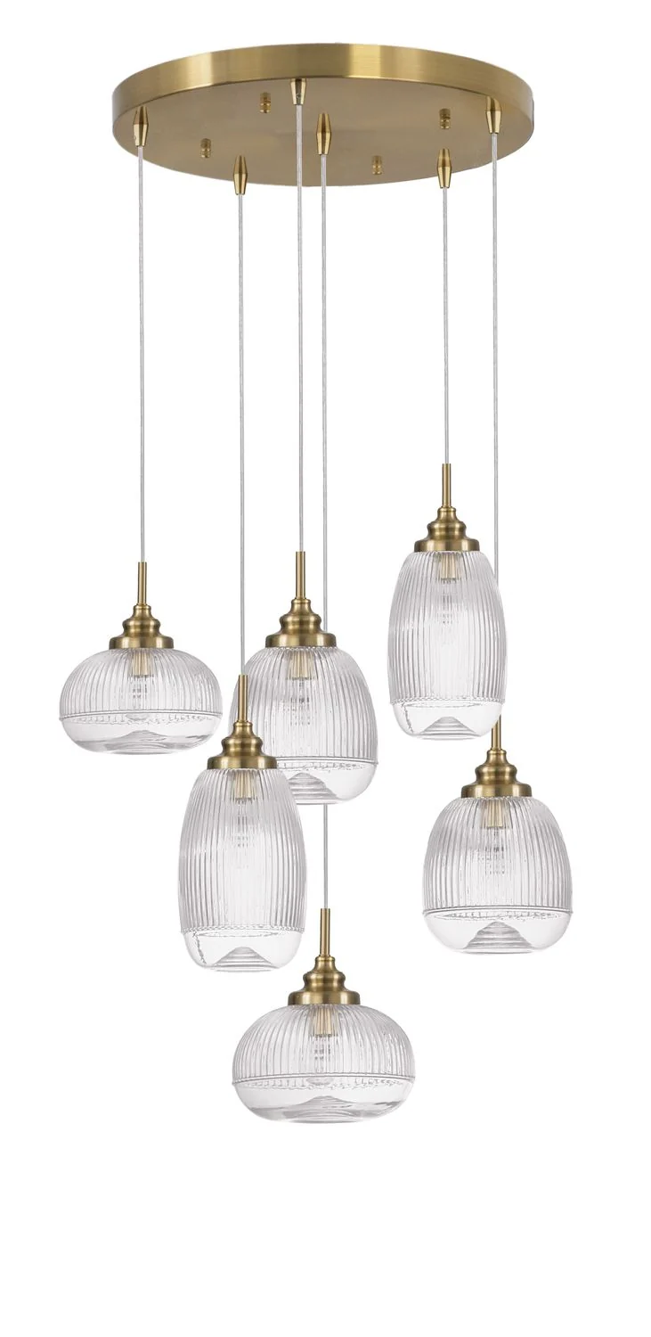 B-Ware Nova Luce Pendelleuchte Hängeleuchte MOND Gold E14 LED 6fach dimmbar Glas Metall