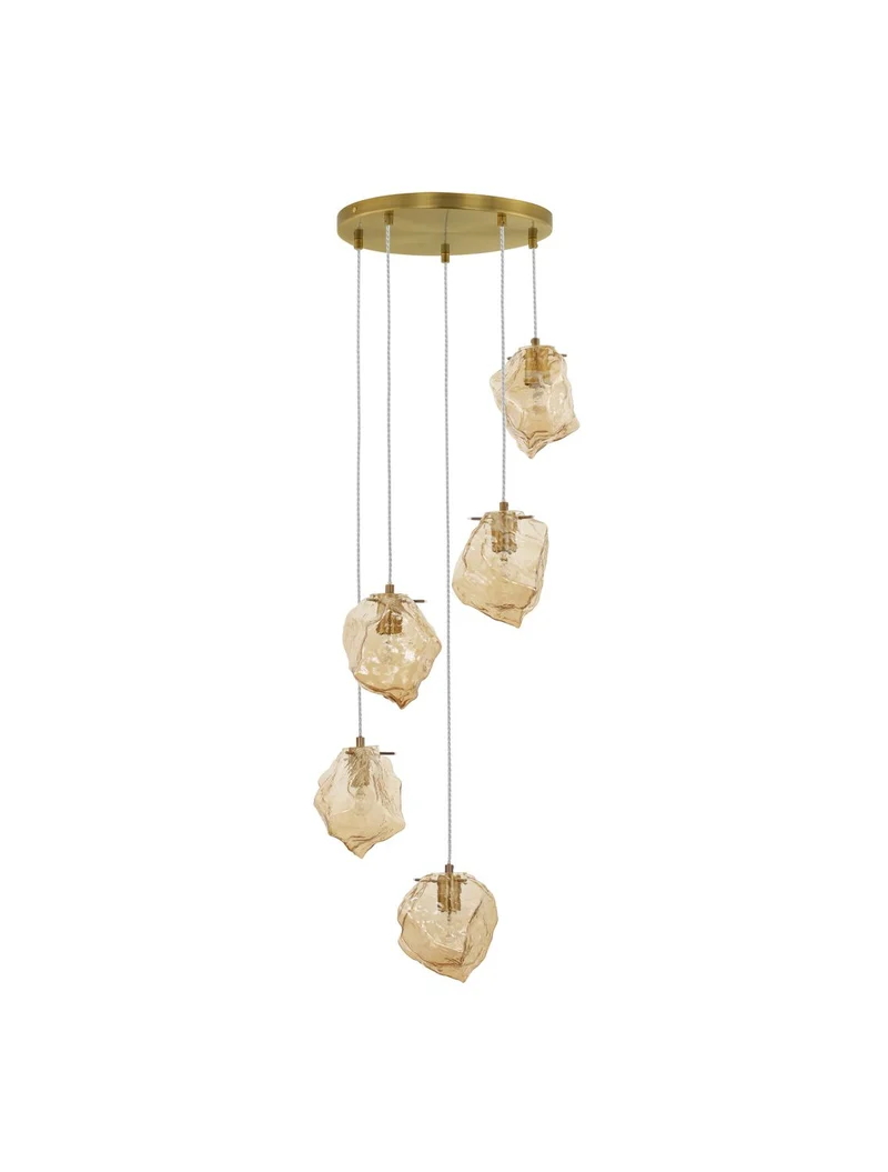 B-Ware Nova Luce Pendelleuchte Hängeleuchte ODELLE E14 LED Gold dimmbar Glas 5-flammig